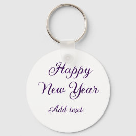 Llavero Feliz año nuevo caligrafía morada simple minimalis