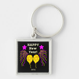 Llavero Feliz Año Nuevo desea a Premium Square Keychain