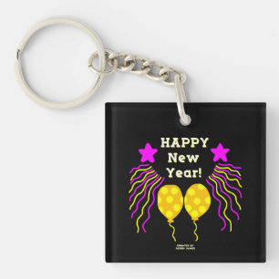 Llavero Feliz Año Nuevo Deseos de la Keychain de Acrylic S