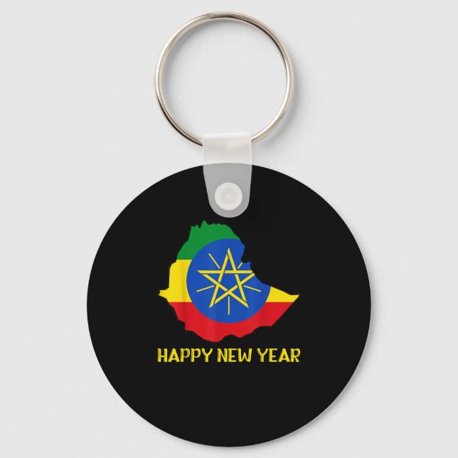 Llavero Feliz Año Nuevo Ethioano Bandera del Mapa Ethioano (Anverso)