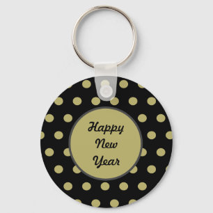 Llavero Feliz Año Nuevo (Negro y Oro)