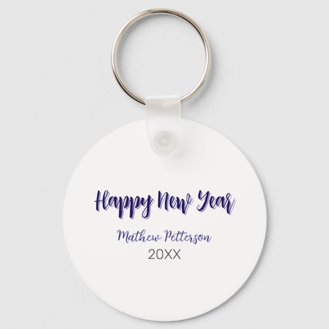 Llavero Feliz año nuevo púrpura añada de negro año simple (Anverso)