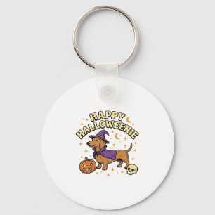 Llavero Feliz Camiseta de Perro Bruja Dachshund de Hallowe