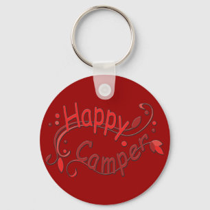 Llavero Feliz Camper Camping RV Red Keychain