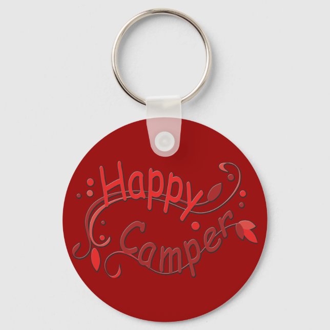 Llavero Feliz Camper Camping RV Red Keychain (Anverso)