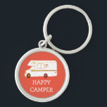 Llavero FELIZ CAMPER RV Motorhome Camping PERSONALIZADO<br><div class="desc">Personalizar esta linda cadena de claves con tu propio texto,  tu nombre o cualquier otra cosa que te guste. Prepárate para tu viaje por carretera con este diseño vintage de RV,  hecho a mano por mí para ti! Revisa mi tienda por muchos otros artículos que coincidan!</div>