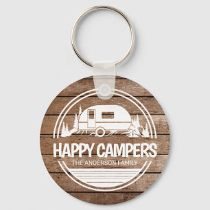 Llavero Feliz camping de madera rústica