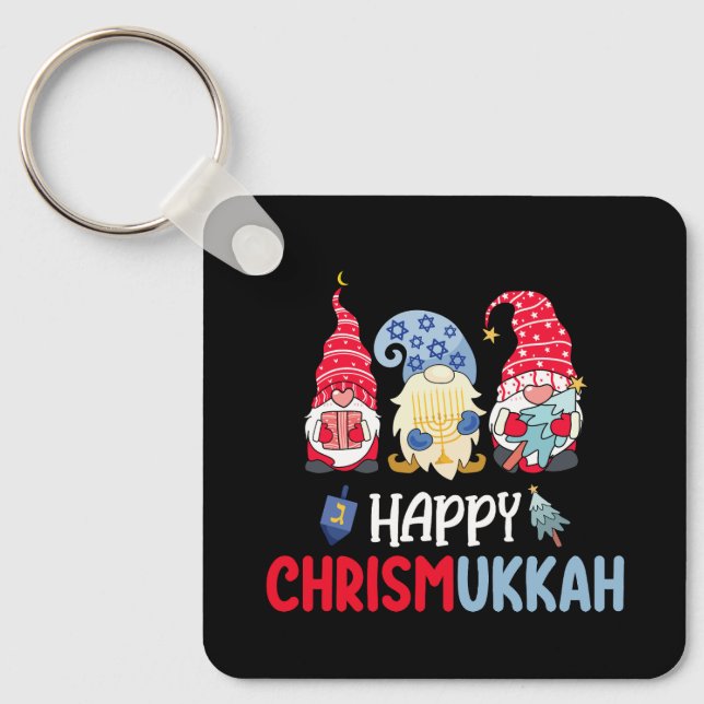 Llavero Feliz Chrismukkah Gnomes Hanukkah Feliz Navidad (Anverso)