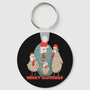 Llavero Feliz Cluckmas - Pollos de Navidad Locos