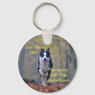 Llavero Feliz collie de frontera diciendo Inspirador