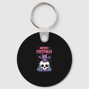 Llavero Feliz Creepmas Gato Pastel Goth Navidad Calavera T