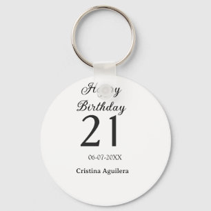 Llavero Feliz cumpleaños 21 letras negritas nombre simple 