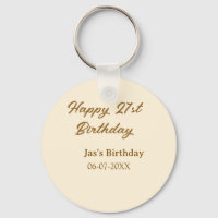 Feliz cumpleaños 21 marrón pastel amarillo nombre 