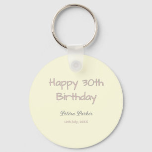 Llavero feliz cumpleaños 30 rosa amarillo gris nombre en p