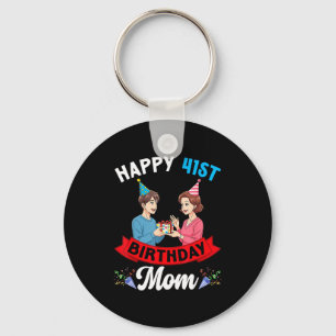 Llavero Feliz cumpleaños 41 a mamá fiesta con hijo y celeb