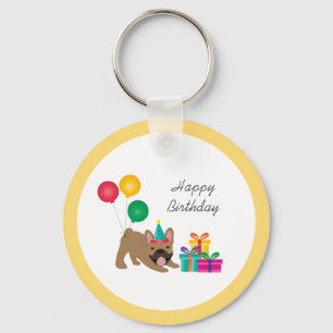 Llavero Feliz Cumpleaños Bulldog Francés Colorido