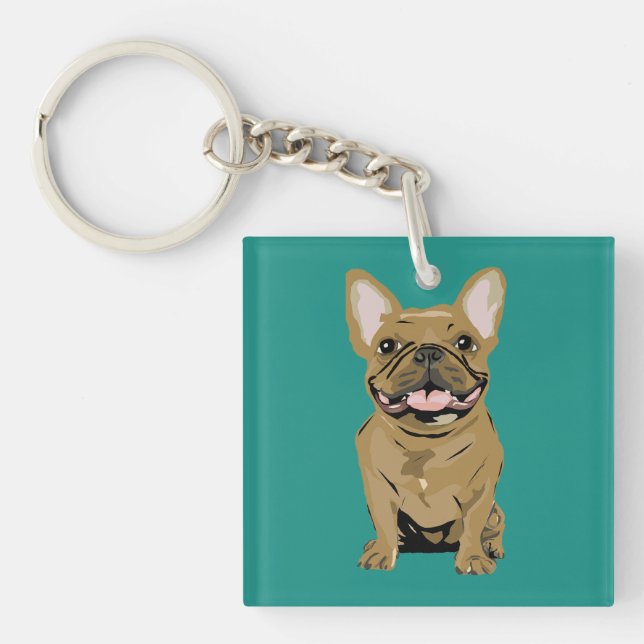 Llavero Feliz cumpleaños - Bulldog Francés marrón (Frente)