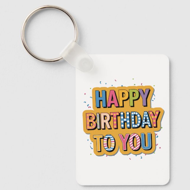 Llavero Feliz cumpleaños con patrón (Anverso)