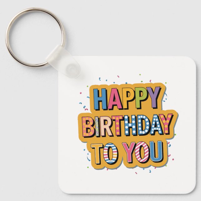 Llavero Feliz cumpleaños con patrón (Anverso)