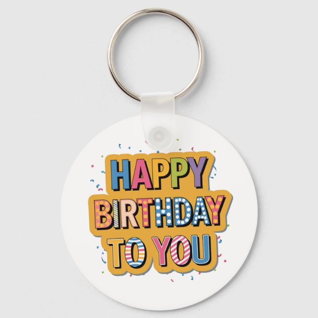 Llavero Feliz cumpleaños con patrón (Anverso)