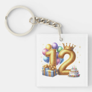 Llavero Feliz cumpleaños dorado 12