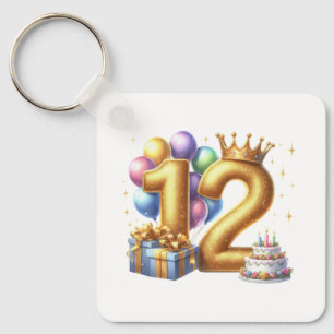 Llavero Feliz cumpleaños dorado 12