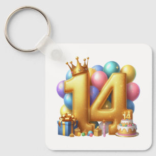 Llavero Feliz cumpleaños dorado 14