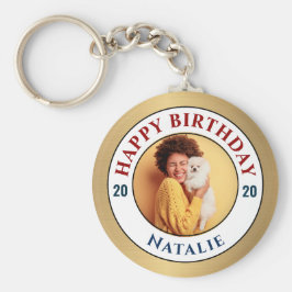 Llavero Feliz cumpleaños foto oro elegancia personalista