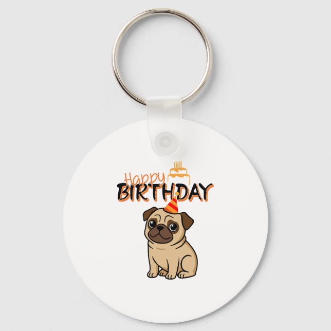 LLAVERO FELIZ CUMPLEAÑOS PUG (Anverso)