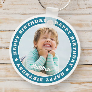Llavero Feliz cumpleaños, simple foto de un Personalizado