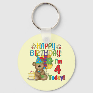 Llavero Feliz cumpleaños Teddy Bear 4ª camisetas y regalos