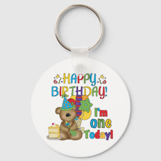 Llavero Feliz cumpleaños Teddy Bear primera camisetas y re