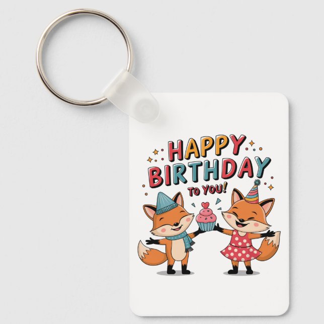 Llavero Feliz Cumpleaños Zorros (Anverso)