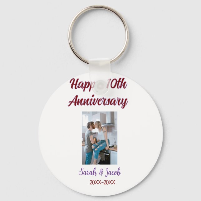 Llavero Feliz décimo aniversario foto boda apellido d (Anverso)