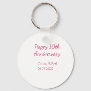 Llavero Feliz décimo aniversario nombre de boda simple min