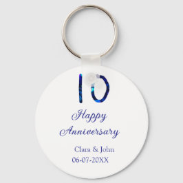 Llavero Feliz décimo aniversario purpurina azul añadir fec