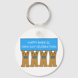 Llavero Feliz Día 100 de Baek-il, para Boy.