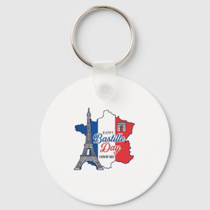 Llavero Feliz Día de la Bastilla Francia Mapa Torre Eiffel