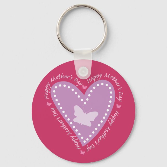 Llavero Feliz Día de la Madre Corazón y Mariposa (Anverso)