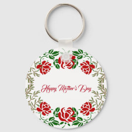 Llavero Feliz Día de la Madre Rojo Rose Floral Greeneratio