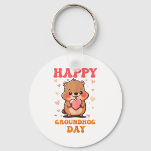 Llavero Feliz Día de la Marmota Arte Gráfico Groovy Mujere