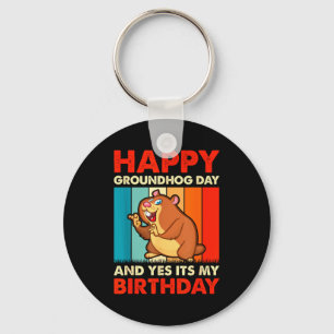 Llavero Feliz día de la marmota y sí es mi cumpleaños 