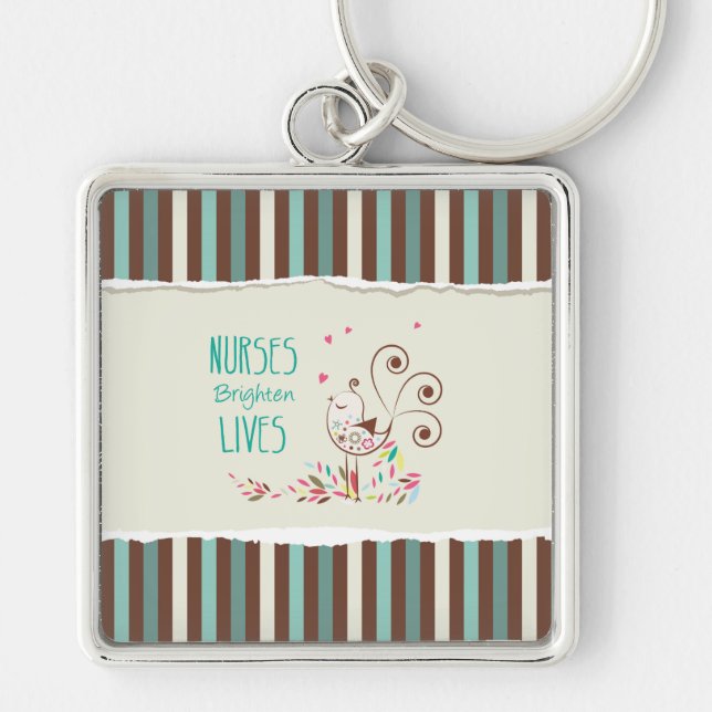 Llavero Feliz día de las enfermeras, pájaro lindo en franj (Frente)
