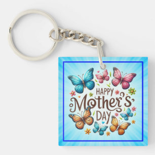 Llavero Feliz Día de las Madres con Clipart de Mariposas