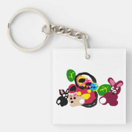 Llavero Feliz día de las madres conejitos y conejo 