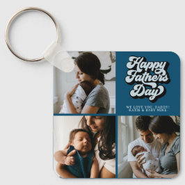 Llavero Feliz Día de los Padres Groovy Retro Tres Foto | V