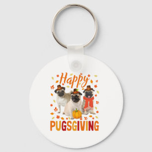 Llavero Feliz Día de Pugo Cute Día de Acción de Gracias Pu