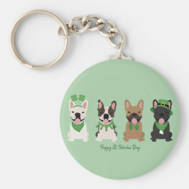 Llavero Feliz día de San Patricio Bulldogs Franceses