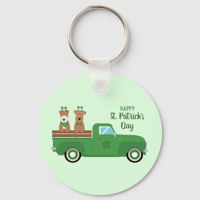 Llavero Feliz Día de San Patricio, Perro de Fox Terrier (Anverso)