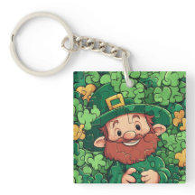 Feliz Día de San Patricio Shamrock Acrylic Keychai